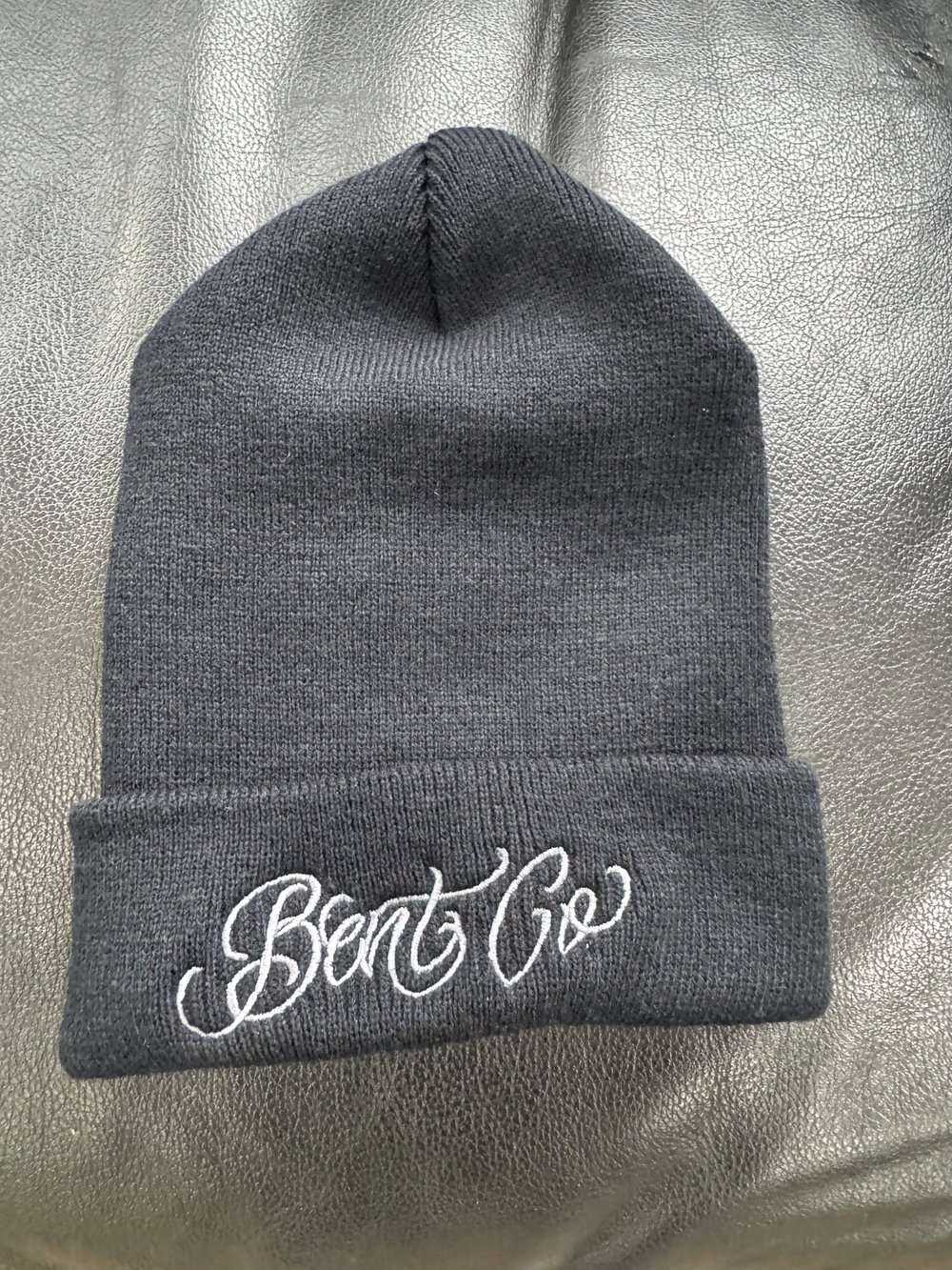 Bent co script beanie black with silver 