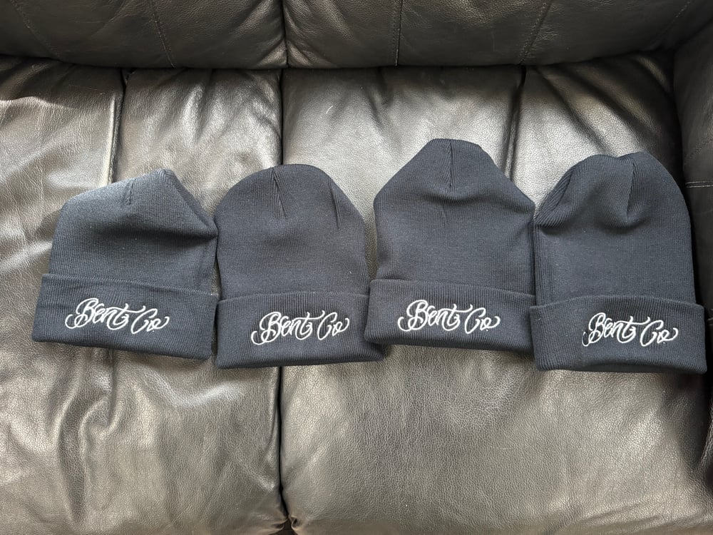 Bent co script beanie black with silver 