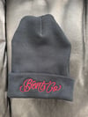 Bent co script beanie black with red