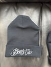 Bent co script beanie black with white