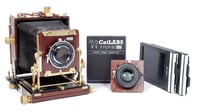 Image 1 of Tachihara 4X5 field camera W/ 150mm + 210mm Lenses + Holders + Film + Fresnel (#1831)