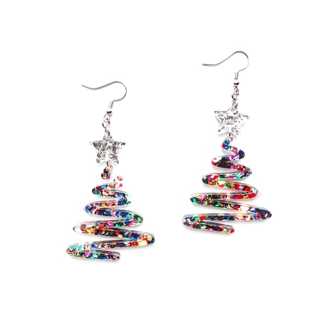 Sparkling Christmas Tree Earrings 🎄