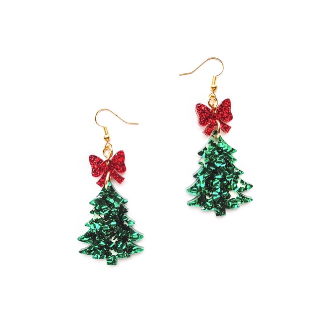 Bow Tree Earrings 🎄