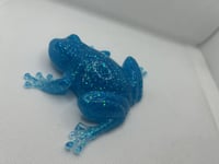 Image 1 of Azure Sparkle Hopper Resin Frog