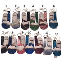 Image 1 of Essential Everyday Trio: Set of 3 Wristlet keychains with Lipstick Holder, Car Coaster