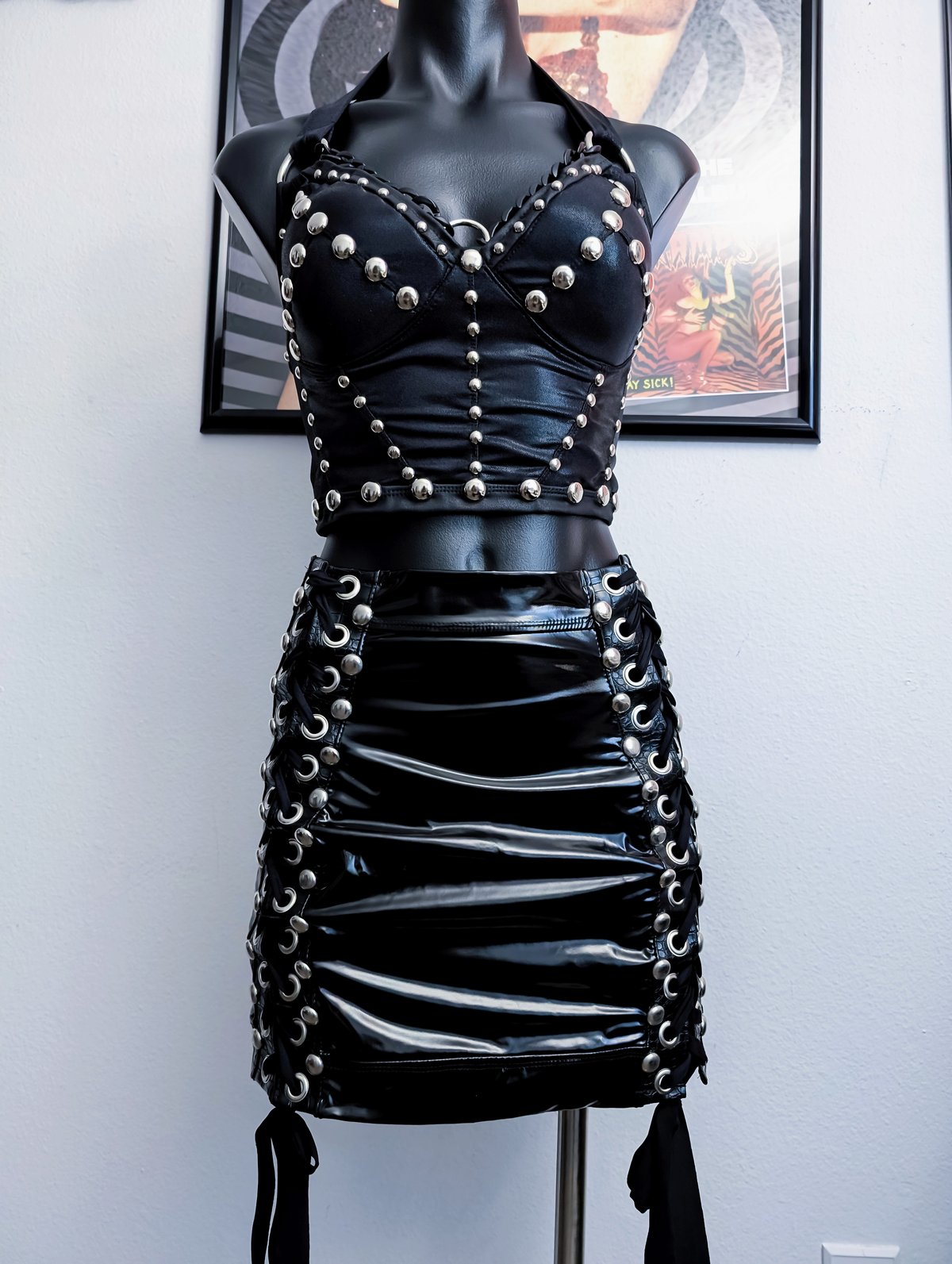 VK CLOSET - PVC Double Laceup Skirt