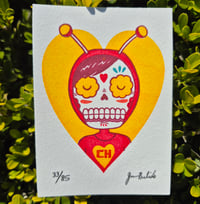 Image 1 of Chapulin Calavera Limited Edition Gocco Screenprint ACEO