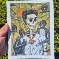 Image 1 of Frida Calavera with Monkeys 8 x 10 Archival Print