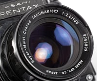 Image 9 of Pentax 6X7 MLU camera + prism + SMC 105mm F2.4 lens upgraded focusing screen (#1825)