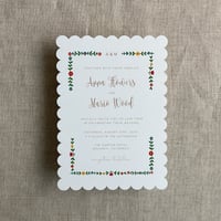 Image 1 of A7 printed cards - still bloom floral scallop edge -