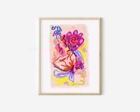 Oil Pastel Garden Flowers on pink handmade paper 3