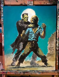 "Frankenstein vs The Wolf Man" Painting 16x20 