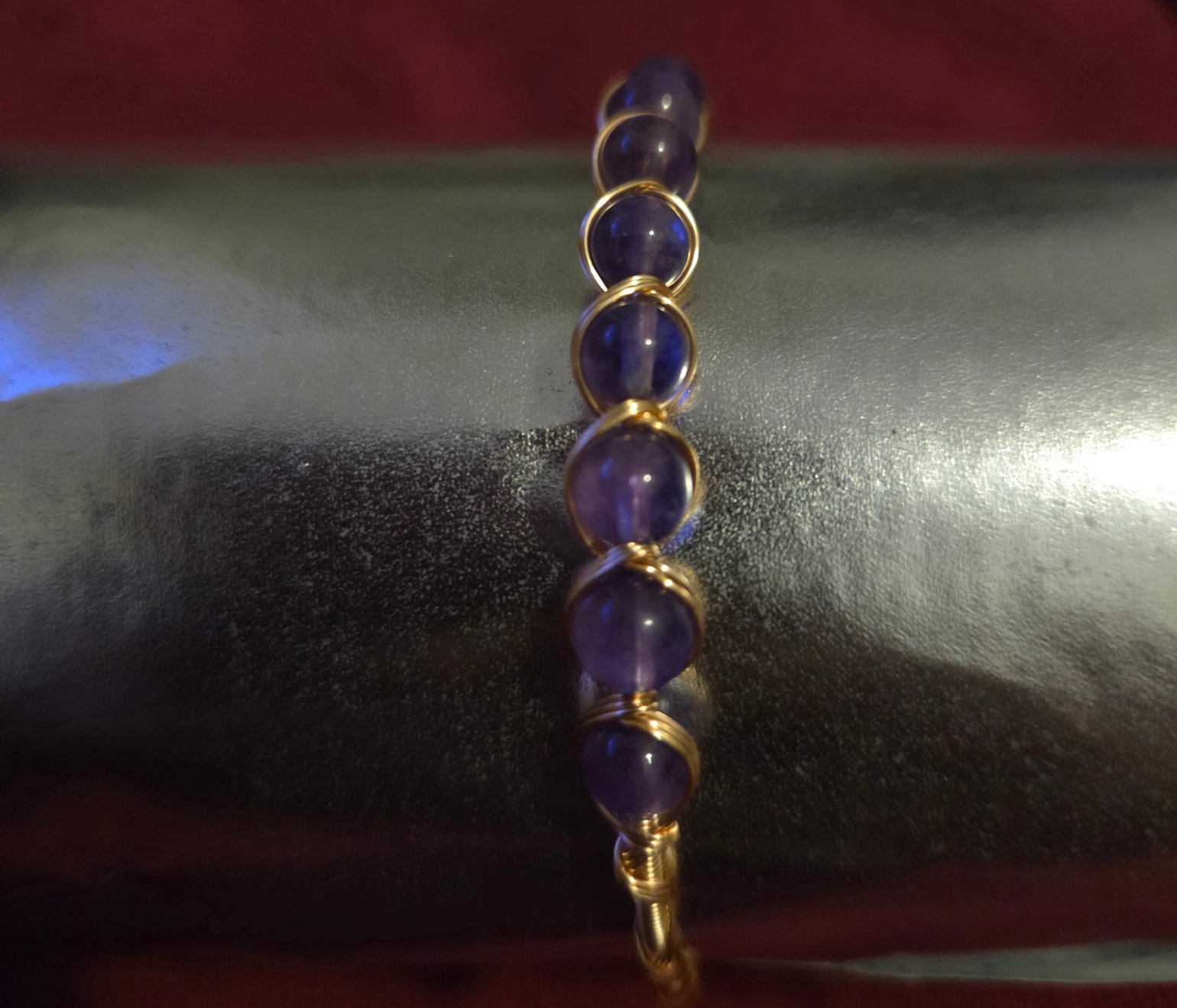 Image of Amethyst gold bangle 
