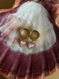 Image 1 of Pink Delphine Hearts (Gold)