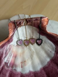 Image 2 of Pink Delphine Heart Necklace (Choose Your Color)