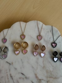 Image 4 of Pink Delphine Heart Necklace (Choose Your Color)