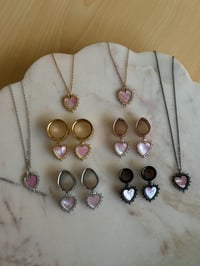 Image 5 of Pink Delphine Heart Necklace (Choose Your Color)