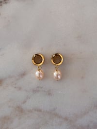 Image 1 of Pink Dainty Pearl Drops (Gold)