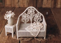 Image 1 of White bench with table