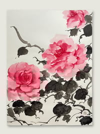 Image 3 of Sumi-e • Spontaneous Pink Roses 