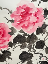 Image 2 of Sumi-e • Spontaneous Pink Roses 