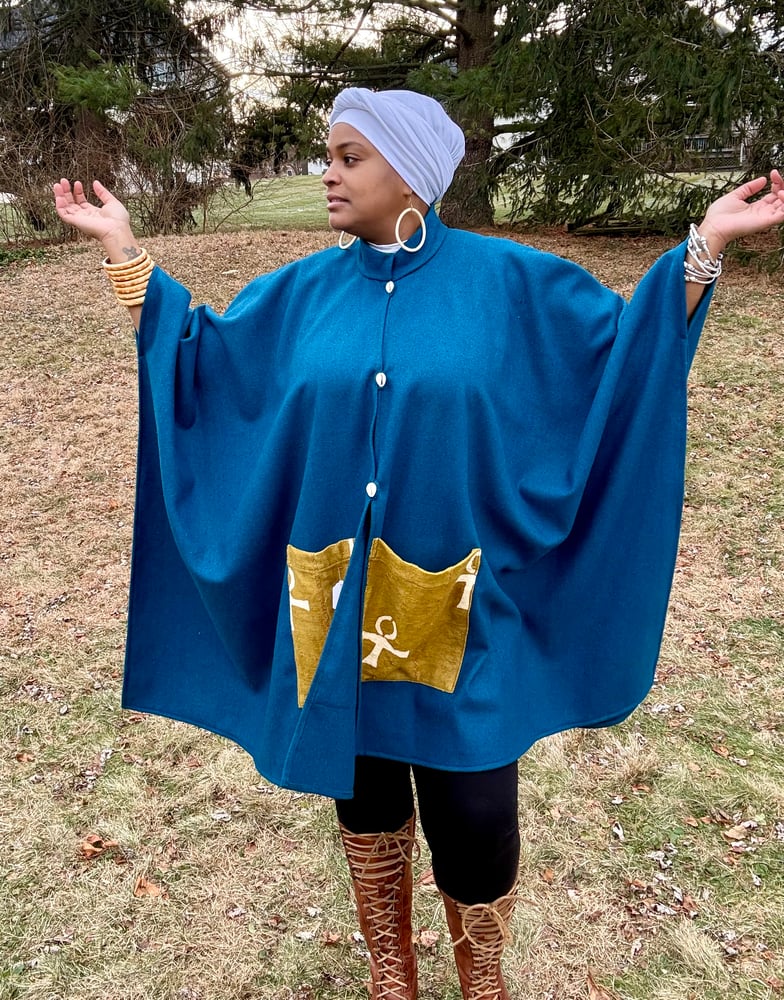 Image of 100% Wool & Mudcloth Winter Cape #5
