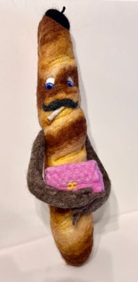 Image 1 of Parisian Baguette doll needle felted ready to hang