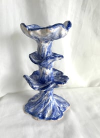 Amaryllis Azul - Tall Blue and White Candle Holder