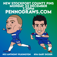 Anthony Pilkington // Gary Dicker - Stockport County Pennodraws Pin Badge