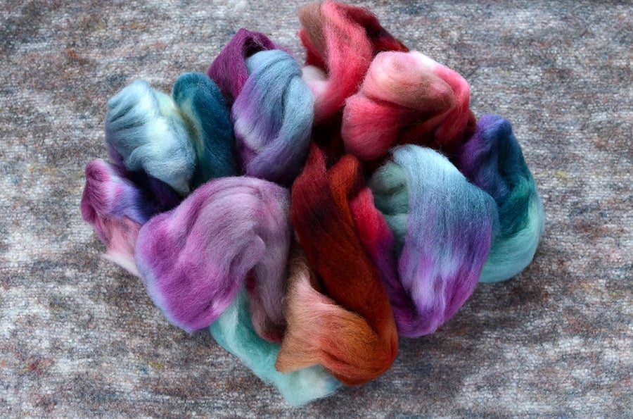 Image of "Pavlova" Hand-dyed Bluefaced Leicester Wool Spinning Fiber - 4 oz.