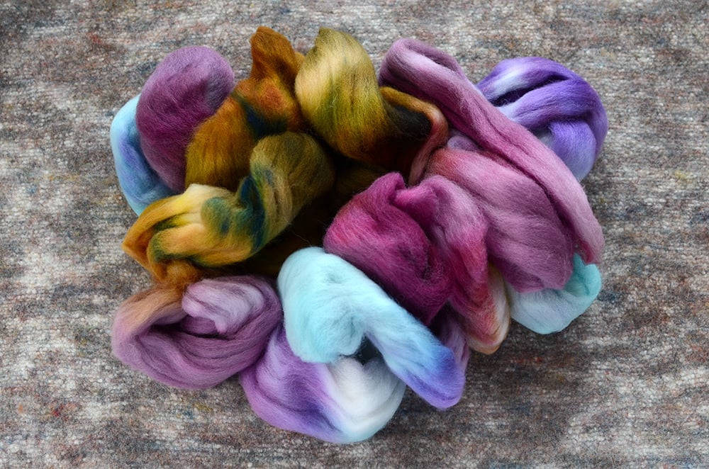 Image of "Macarons"  Hand-dyed South American Wool Spinning Fiber - 4 oz.