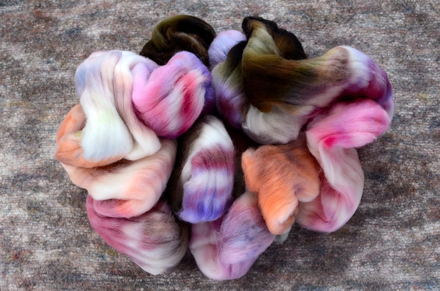 Image of "Sugared Cranberries" Superfine Merino Wool Spinning Fiber - 4 oz.