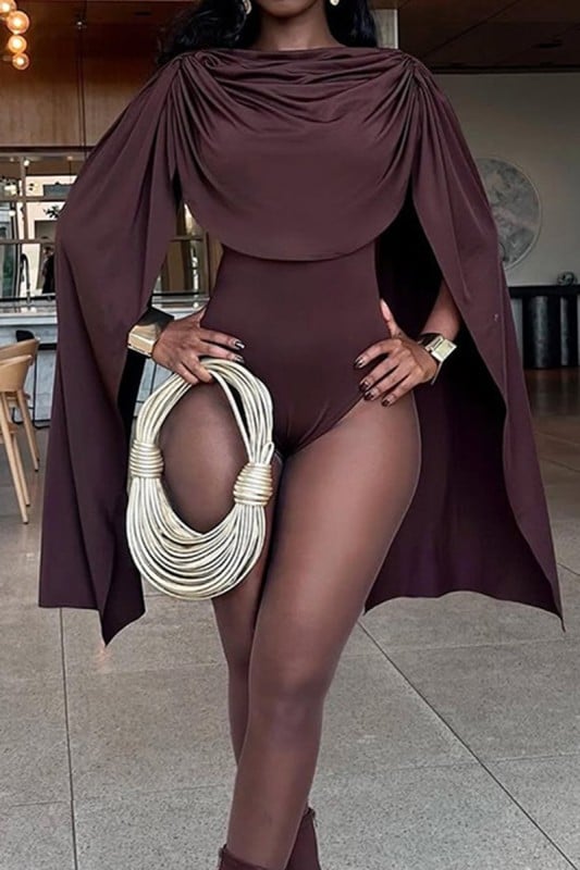 Image of Drape Bodysuit (brown) 