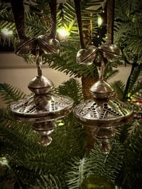 Image 3 of WL&A Handmade Rotating "UFO" Silver Peace Dollar Saucer Pearl Pendants - Size 3in x 1.6in 