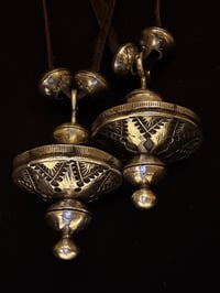 Image 1 of WL&A Handmade Rotating "UFO" Silver Peace Dollar Saucer Pearl Pendants - Size 3in x 1.6in 