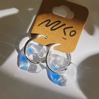 Clear and Blue Glass Earrings