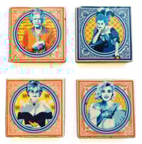 NEW PACK ! MINI-AZULEJOS x4 - (Elizabeth II, Marie-Antoinette, Lady Diana, Marilyn Monroe)