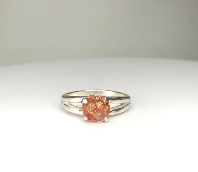 Silver ring with sunstone