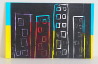 Image 1 of Linocut Skyscrapers by 'The Naked Artist' aka Suzie