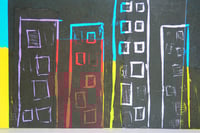 Image 2 of Linocut Skyscrapers by 'The Naked Artist' aka Suzie