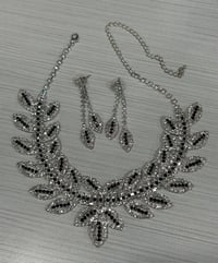 Image 4 of Silver Fern Nocturne Vintage Necklace and Earring Set