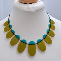 Image 1 of NEW olive/turquoise ovals necklace 