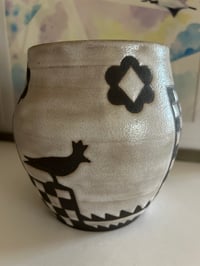 Image 3 of Checkered Black Clay Pot