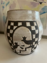 Image 1 of Checkered Black Clay Pot