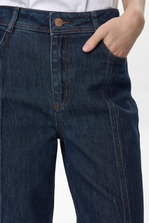 Image of 2-Pantalón  Nuberlin HR Straight Stitch Jean Dark Blue Denim