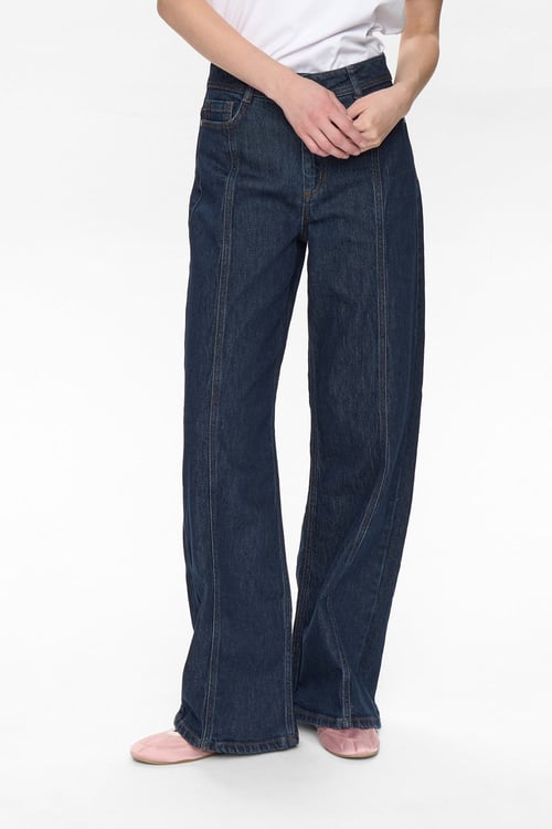 Image of 2-Pantalón  Nuberlin HR Straight Stitch Jean Dark Blue Denim