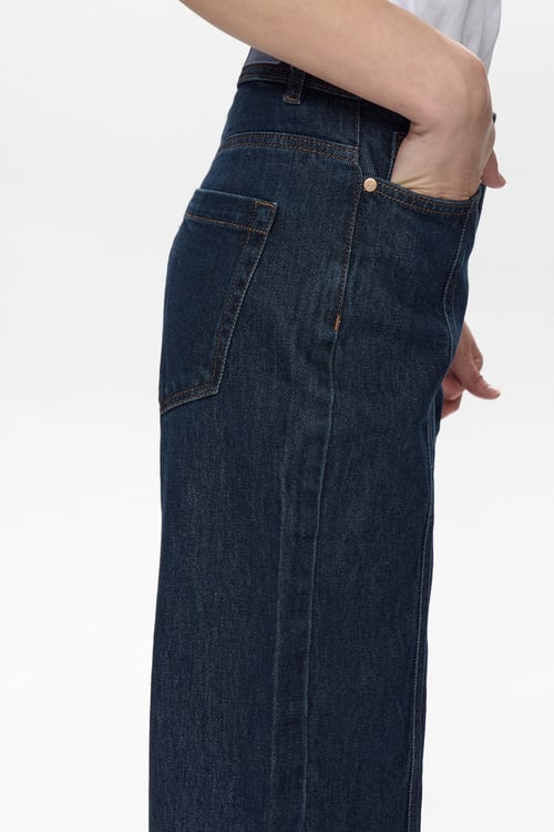Image of 2-Pantalón  Nuberlin HR Straight Stitch Jean Dark Blue Denim