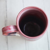 Image 10 of Handcrafted Pottery Mug in Dripping Pink, Red and Purple Glazes, Large 17 oz. Made in USA