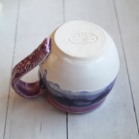 Image 14 of Pink and Purple Glazed Pottery Mug, 14 oz. Handcrafted Coffee Cup, Made in USA