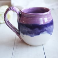 Image 2 of Pink and Purple Glazed Pottery Mug, 14 oz. Handcrafted Coffee Cup, Made in USA